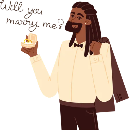 Young Man In A Suit Making A Wedding Proposal Illustration