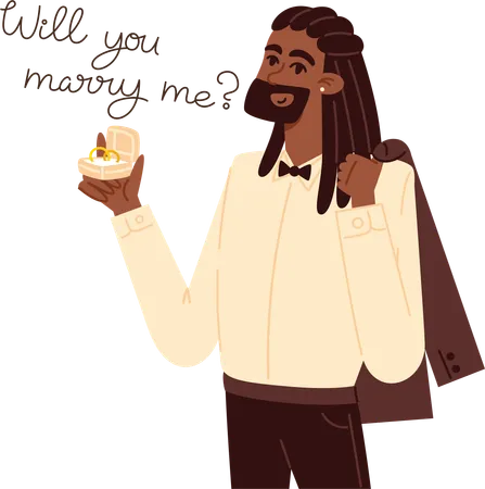 Young man making wedding proposal  Illustration