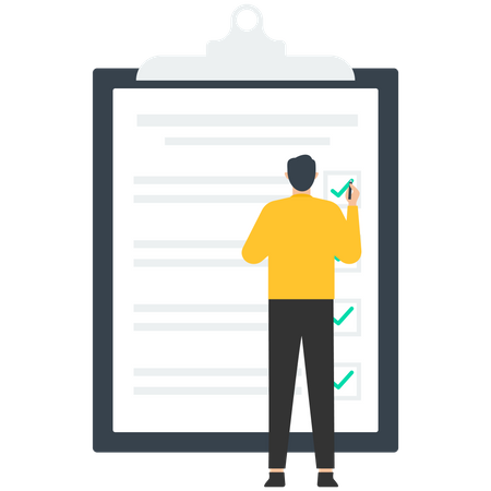 Young man making Work management list  Illustration