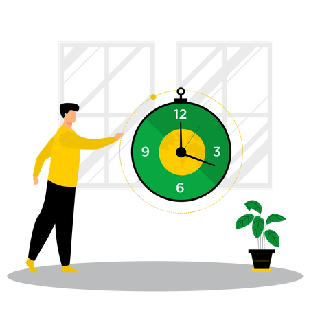 Young man manage his working hours  Illustration