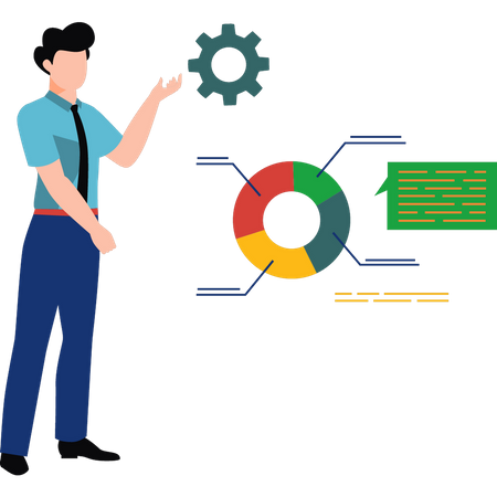 Young man managing chart  Illustration