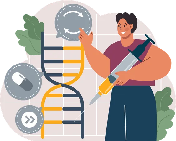 Young man modifying dna  Illustration