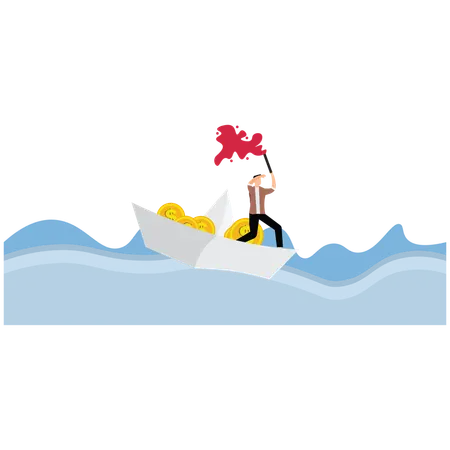 Young man need help for business disaster  Illustration