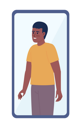 Young man on mobile phone screen  Illustration