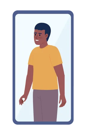 Young man on mobile phone screen  Illustration