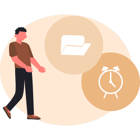 Young man organizing file and setting up folder  Illustration