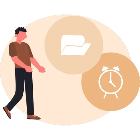 Young man organizing file and setting up folder  Illustration