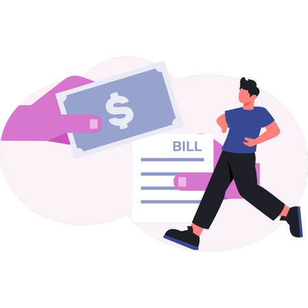 Young man paying bill  Illustration