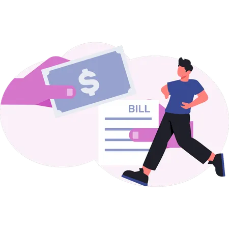 Young man paying bill  Illustration