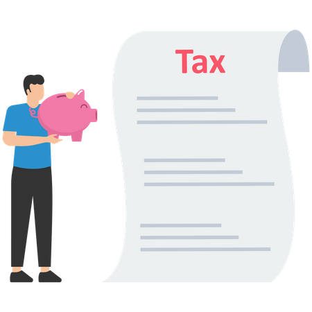 Young man paying financial tax Illustration