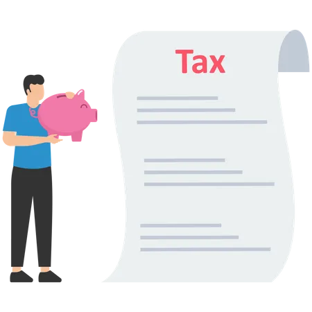 Young man paying financial tax Illustration