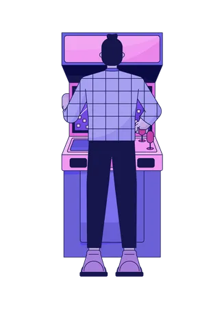 Young man playing arcade  Illustration