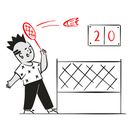 Young man playing Badminton  Illustration