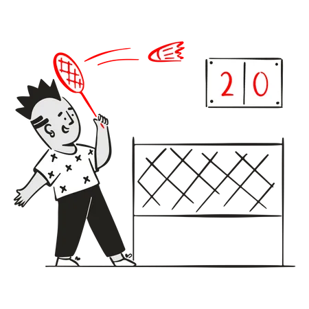 Young man playing Badminton  Illustration