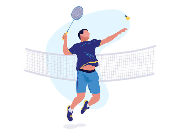 Young man playing badminton  Illustration