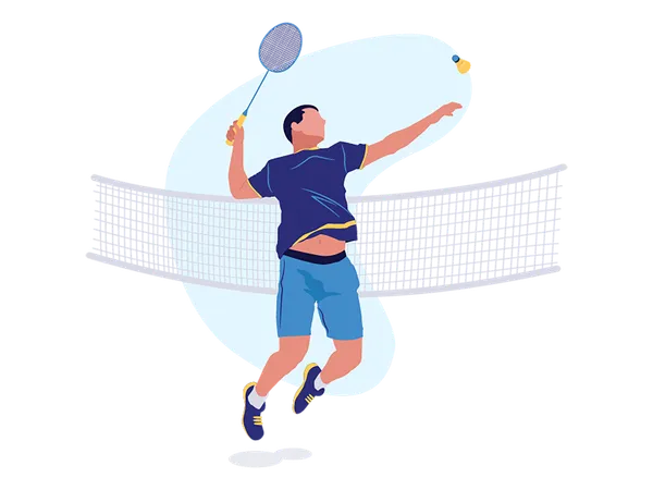 Young man playing badminton  Illustration