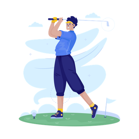 Young man Playing golf  Illustration