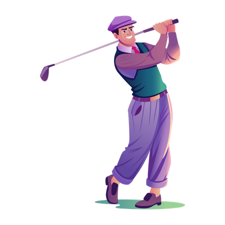 Young man Playing Golf  Illustration