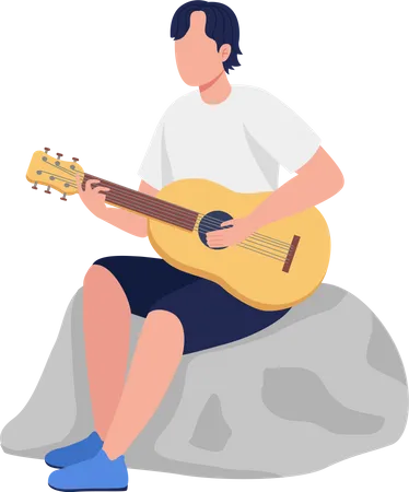 Young man playing guitar Illustration