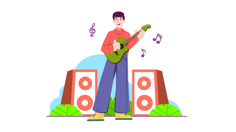 Young man playing guitar  Illustration