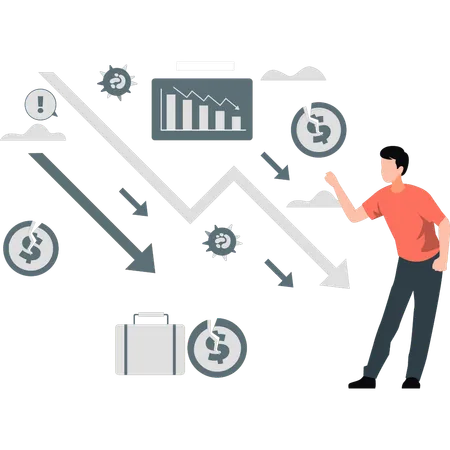 사업 손실을 가리키는 청년  일러스트레이션