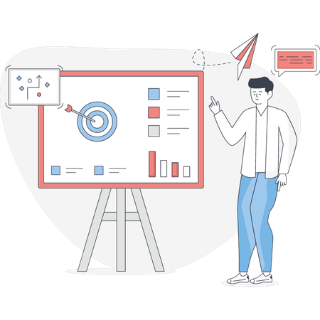 Young man pointing business target  Illustration