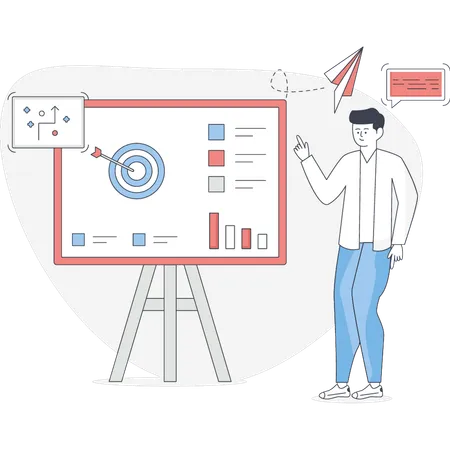 Young man pointing business target  Illustration