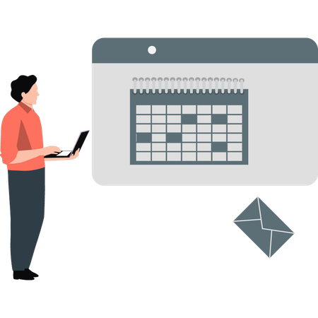 Young man pointing meeting calendar  Illustration