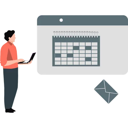 Young man pointing meeting calendar  Illustration