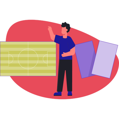 Young man pointing table tennis  Illustration