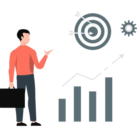 Young man pointing target business goal  Illustration