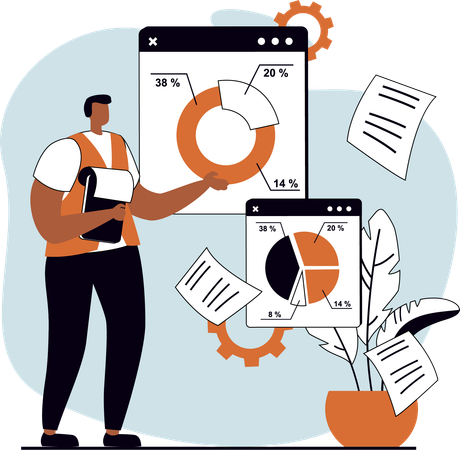 Young man presenting business report  Illustration