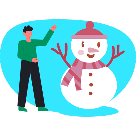 Young man presenting iceman  Illustration