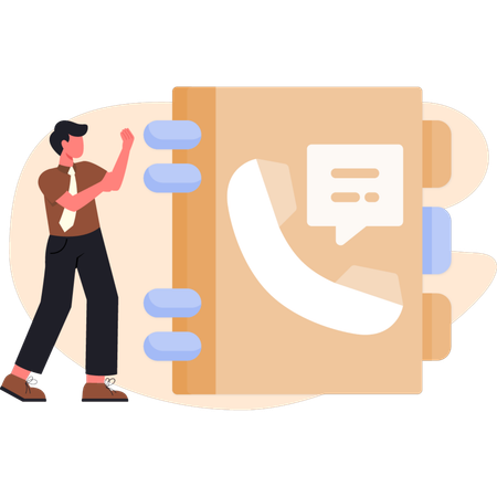 Young man presenting telephone book  Illustration