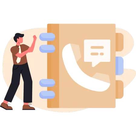 Young man presenting telephone book  Illustration