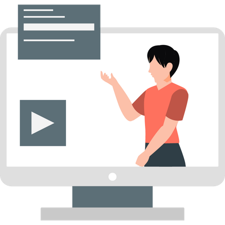 Young man presenting video tutorial  Illustration