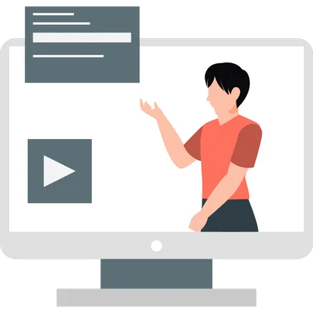 Young man presenting video tutorial  Illustration