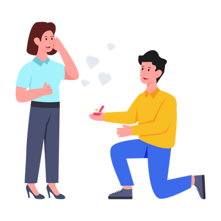 Young man proposing woman  Illustration