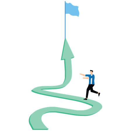 Young man Reaching goal  Illustration