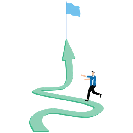 Young man Reaching goal  Illustration
