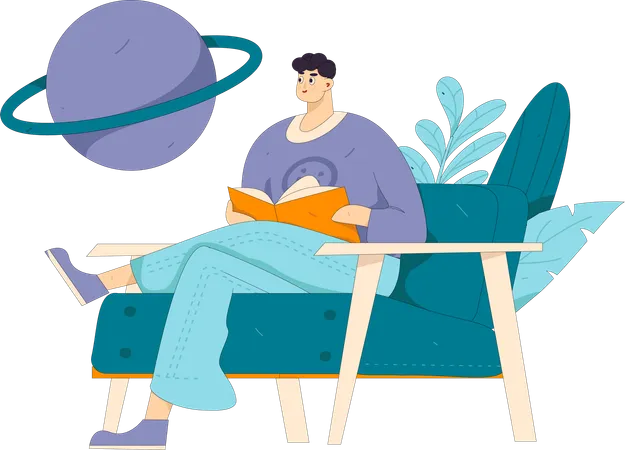 Young man reading book  Illustration