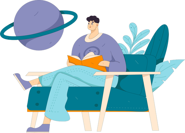 Young man reading book  Illustration