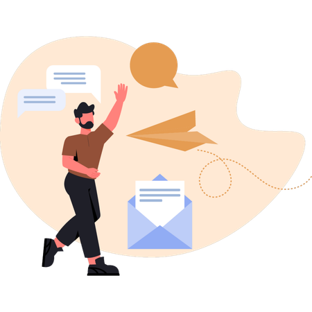 Young man receiving email  Illustration
