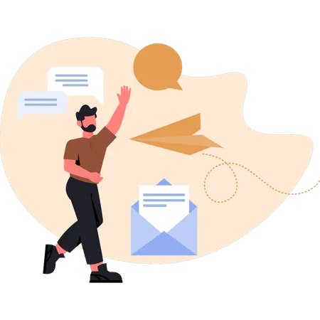Young man receiving email  Illustration
