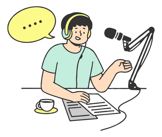 Young Man Record Podcast Illustration
