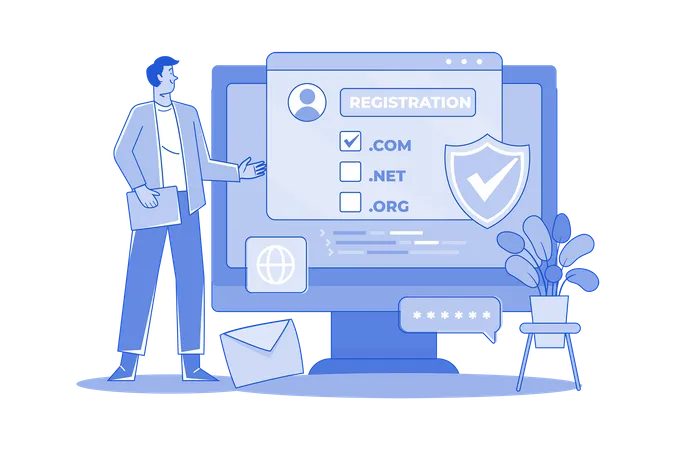 Domain Registration Illustration Concept On White Background Illustration