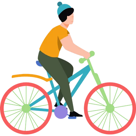 Young man riding bicycle  イラスト