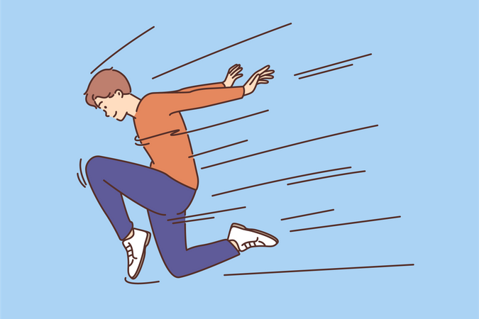 Young man running fast  Illustration