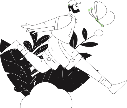 Young man running in park  Illustration