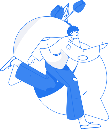 Young man running with chat bubble  Illustration